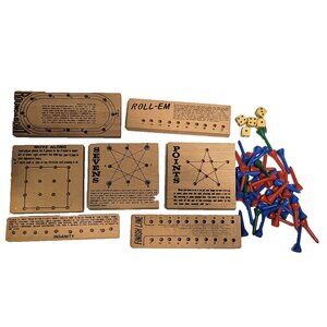 Set of 4 Games, vintage Hangman, Peg Games and Book included